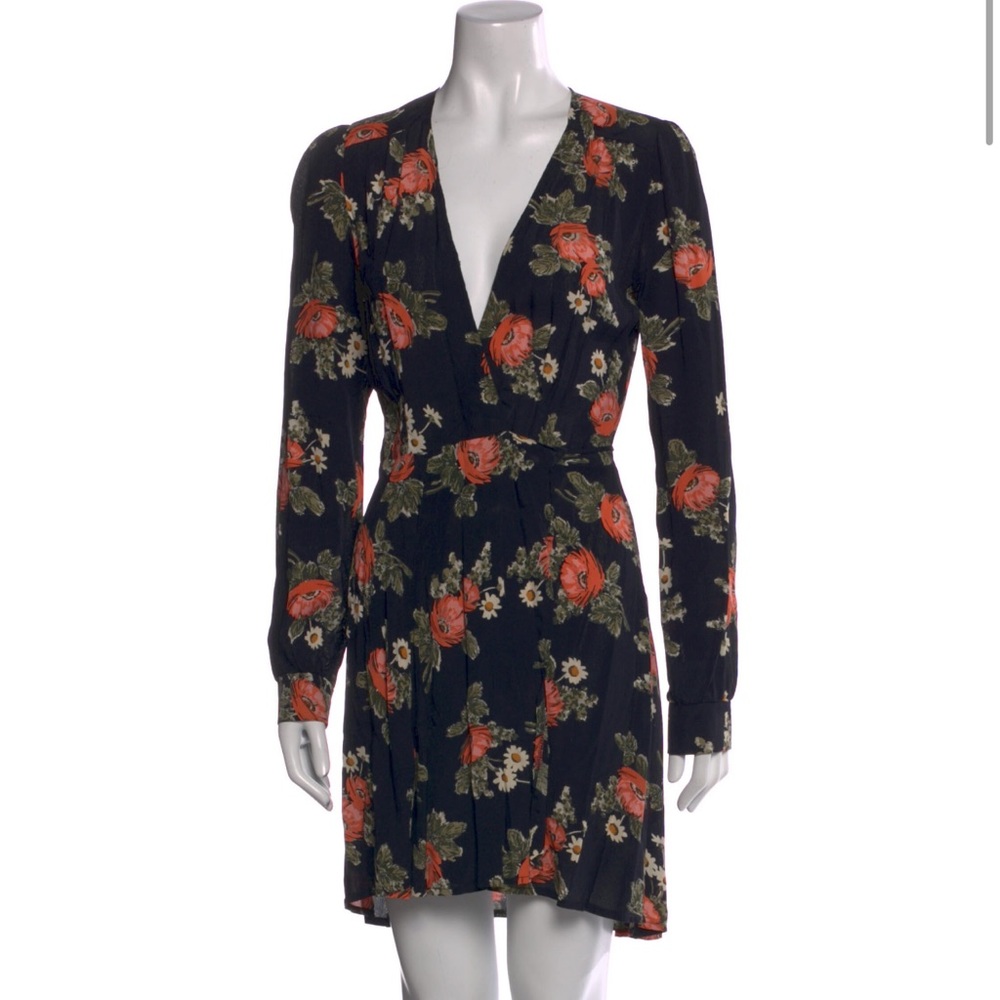 Reformation long sleeved floral mini dress